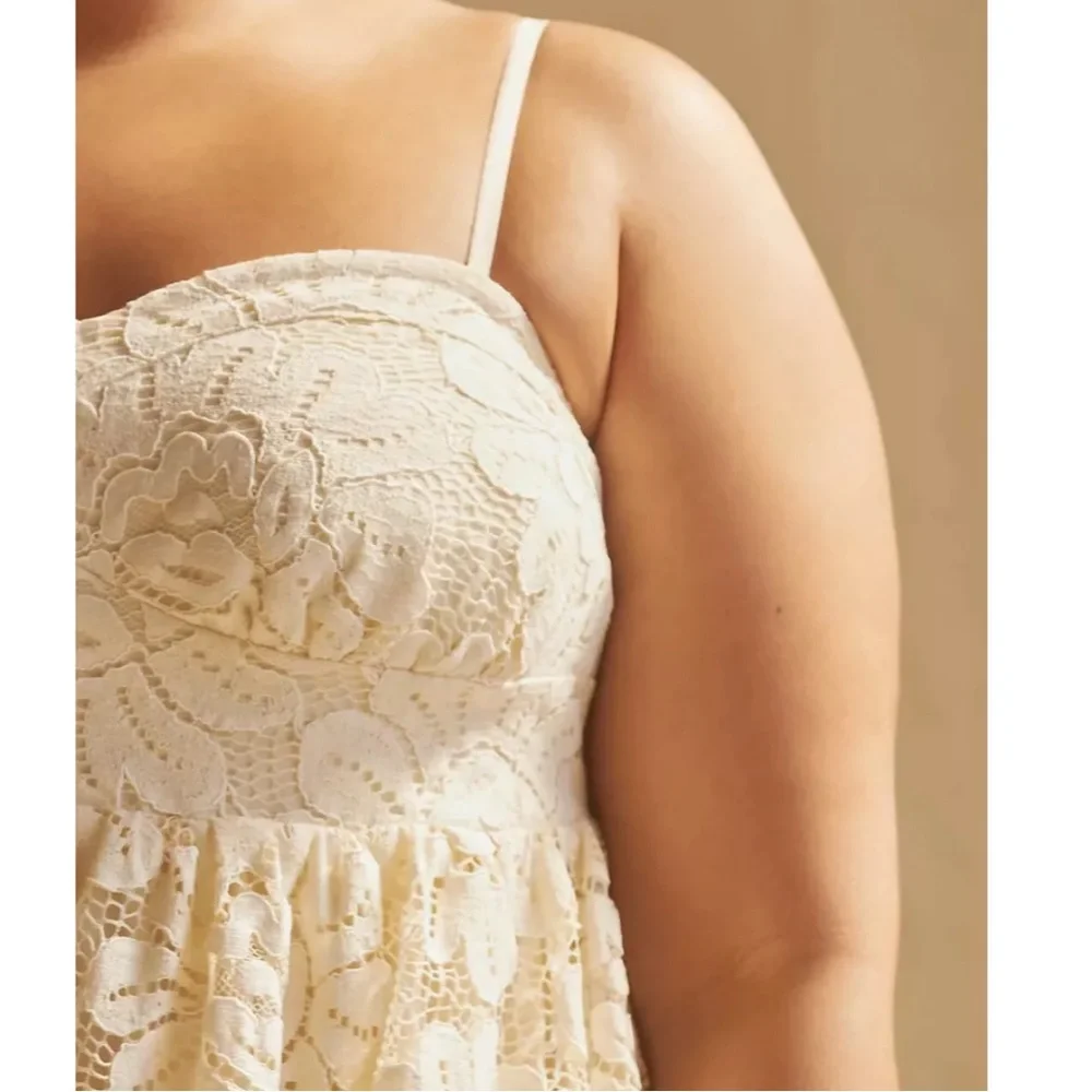 NWT Maeve Anthropologie Strapless Lace Mini Dress Women’s 1X Plus White Bridal - Picture 5 of 16